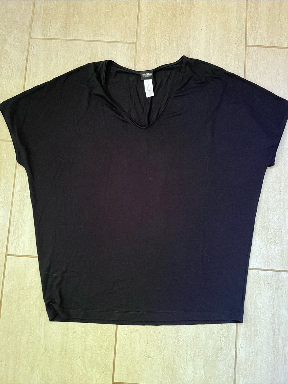 Hanro Black Oversized Sleep Shirt Short Sleeve Size S